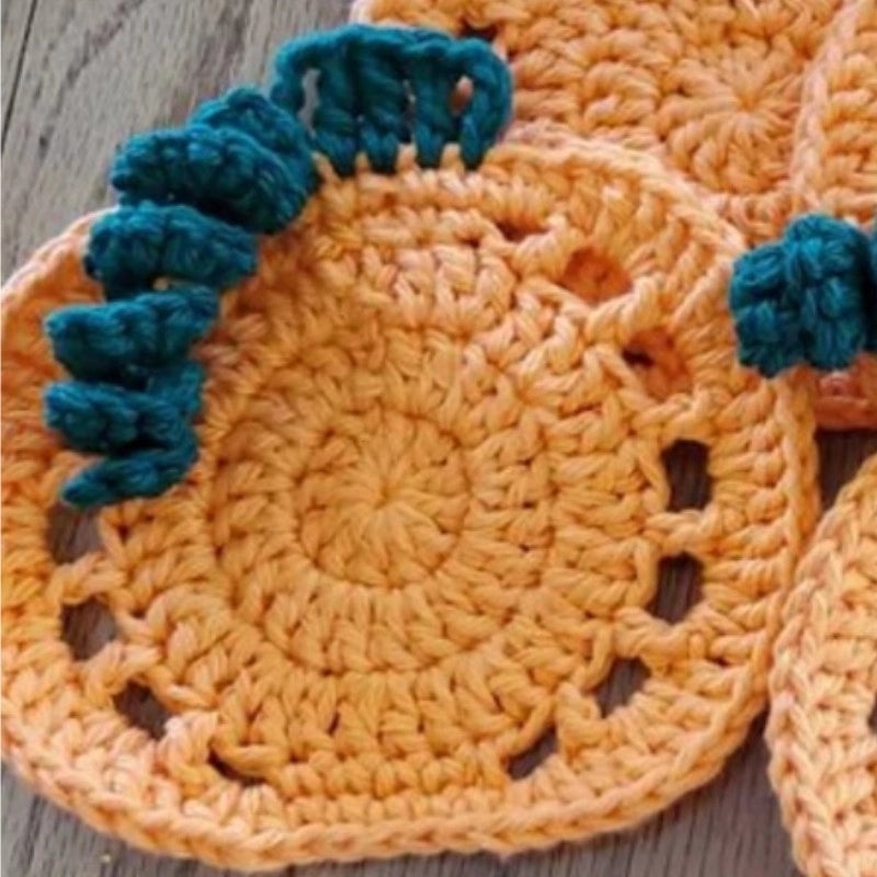 Handmade Crochet Pumpkin Coasters for Halloween|Home Decor & Seasonal Accessories