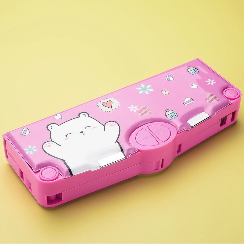 Large Capacity Double Layer Kids Pencil Box Cute Plastic Stationery Organizer for Boys Girls School Office|School Supplies