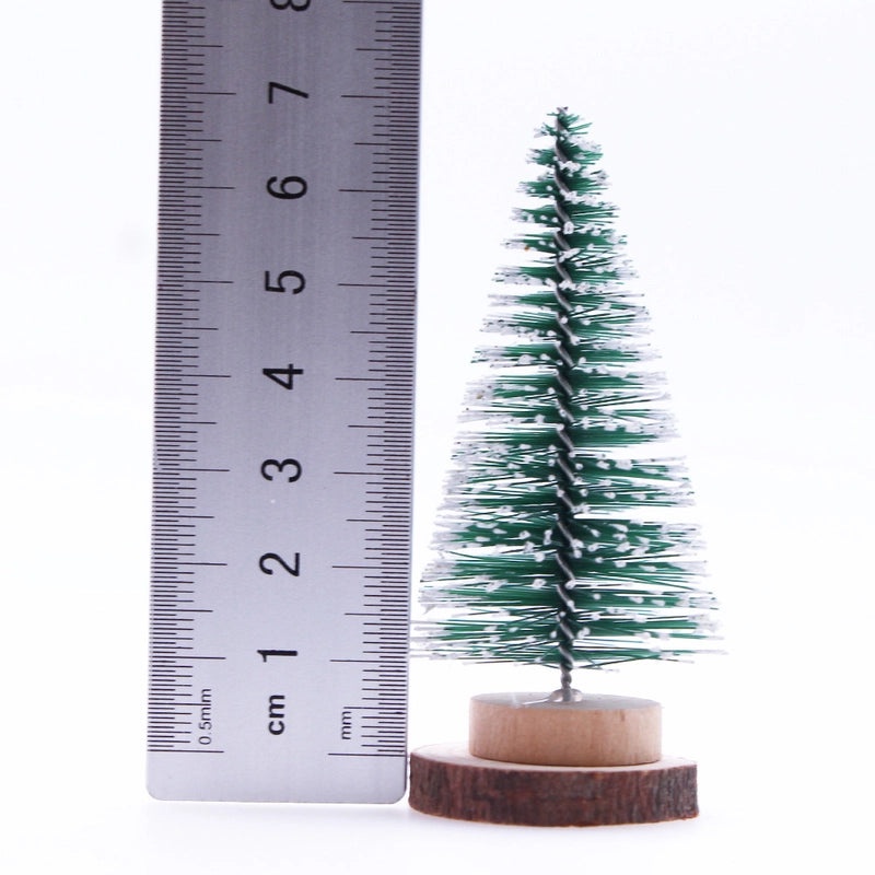 Mini Christmas Tree with Snow and Leather Base | Holiday Desktop & Window Decoration | Christmas Decor | Small Pine Needle Simulation Tree|Home D