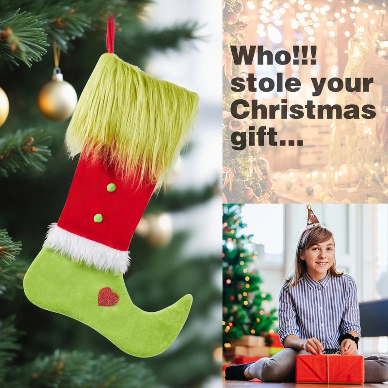 Christmas Heart-Shaped Holiday Socks Decoration Polyester Indoor Hanging Ornament|Christmas Decorations