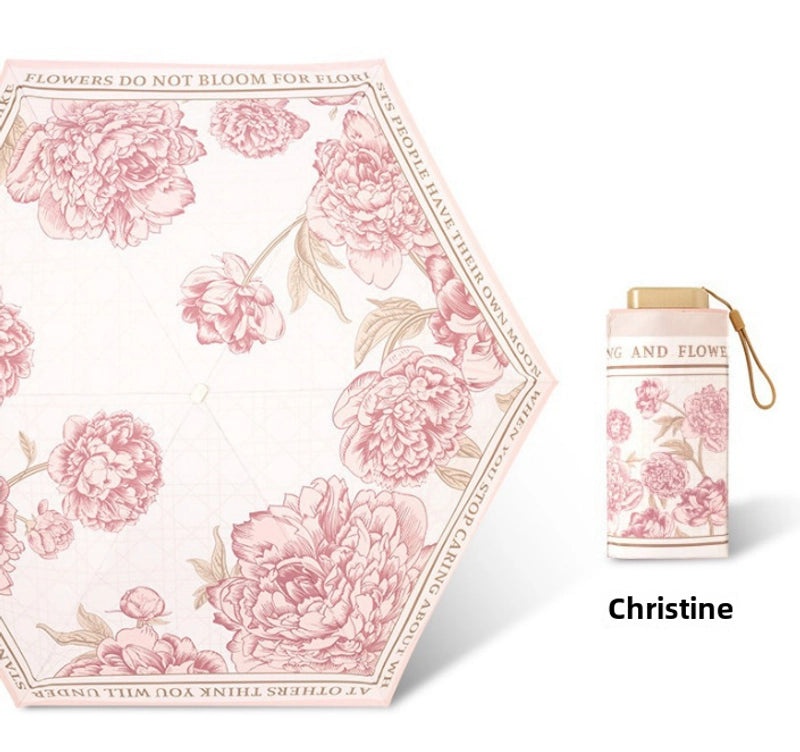 Vintage Cherry Print Folding Umbrella 60% UV Protection Dual-use Sun and Rain Shield|Sun Protection Umbrellas