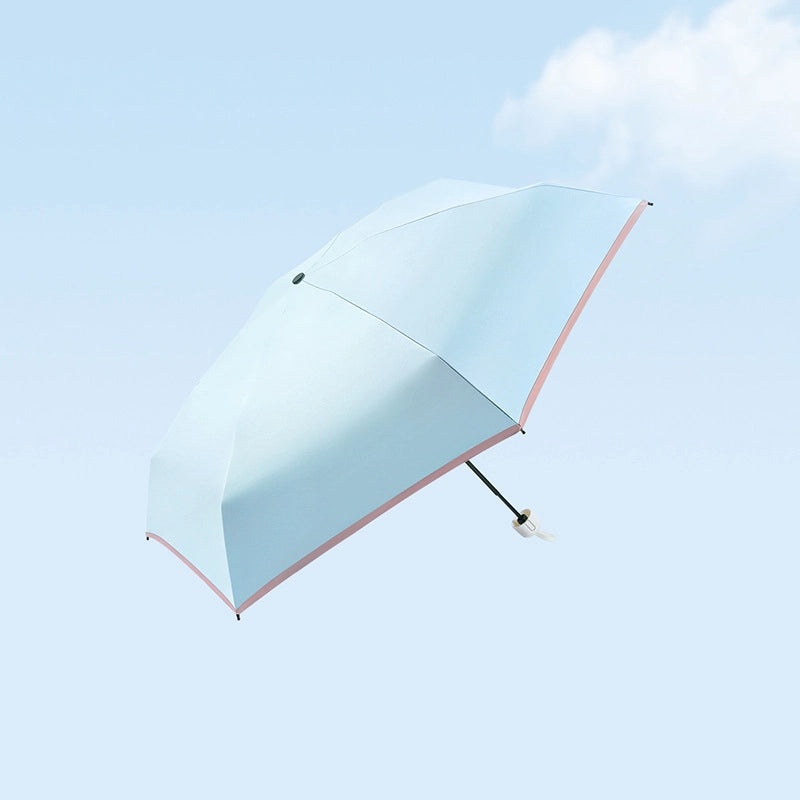 Contrast Color Folding Umbrella UV Protection Five-Rib Lightweight Compact Rain and Sunshade for Women|Umbrellas & Rain Gear
