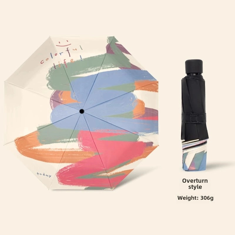 Dual-use Automatic Folding Umbrella for Women | Sun & Rain Protection UV Shield | Portable High-Grade Black Coating | Umbrellas