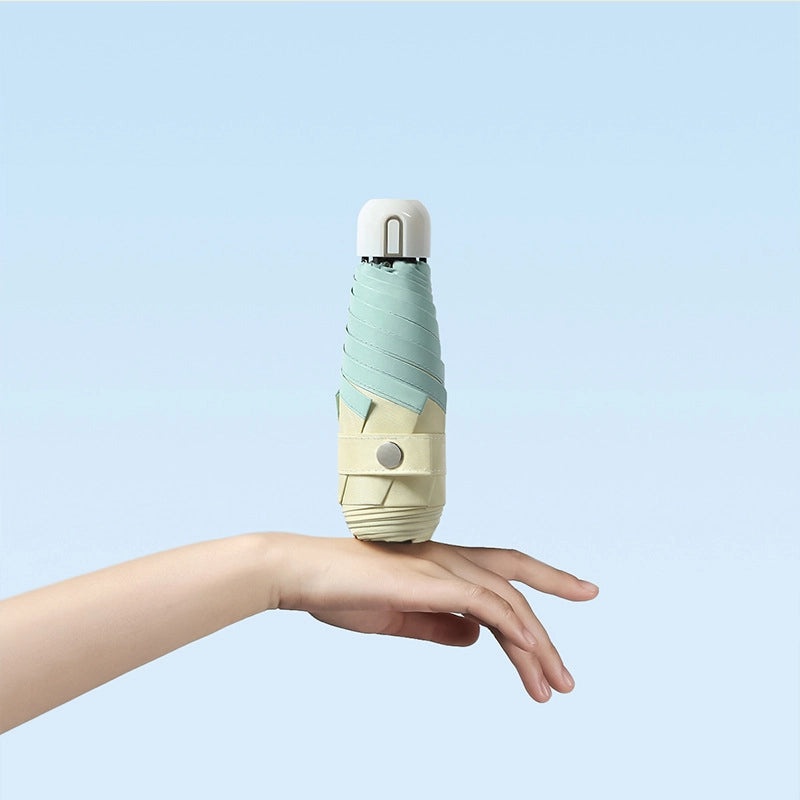 Contrast Color Folding Umbrella UV Protection Five-Rib Lightweight Compact Rain and Sunshade for Women|Umbrellas & Rain Gear