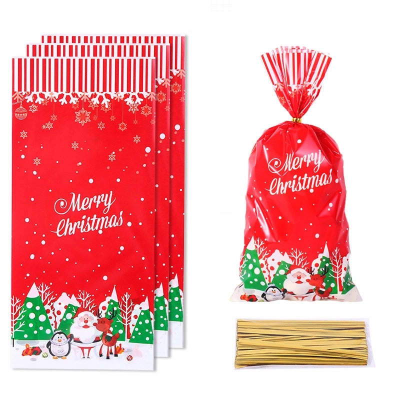 Christmas Candy Packaging Bag with Santa Claus and Snowflake Design|Holiday Gift Bags