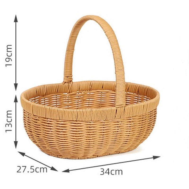 Simple Rustic Solid Color Woven Rattan Storage Basket|Home Storage & Organization