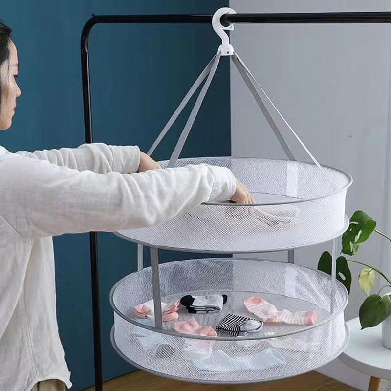 Clothes Drying Net for Socks and Cashmere Sweaters Flat Drying Rack with Pocket Household Laundry Basket|Home & Living