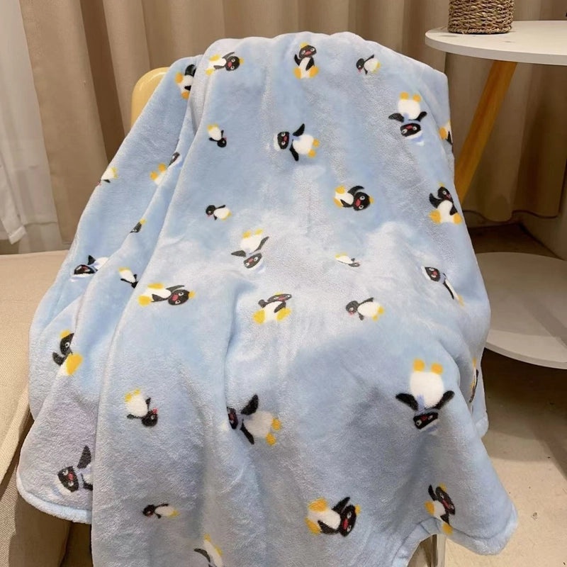 Cozy Cartoon Crayon Plush Flannel Blanket for Autumn Winter | Home & Living Bedding