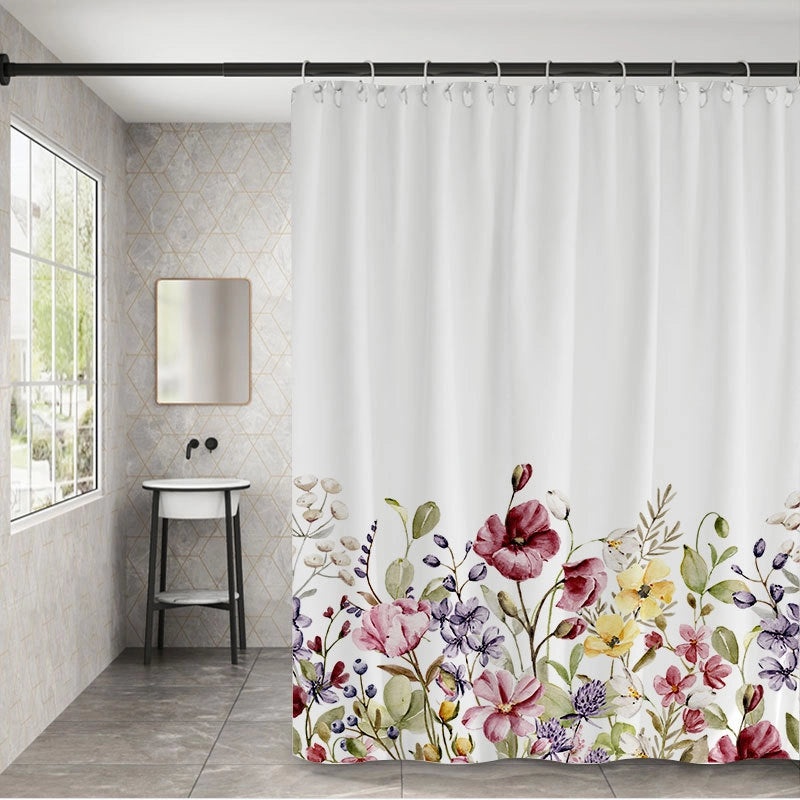 Pastoral Floral Polyester Shower Curtain for Bathroom Decor|Home & Bath