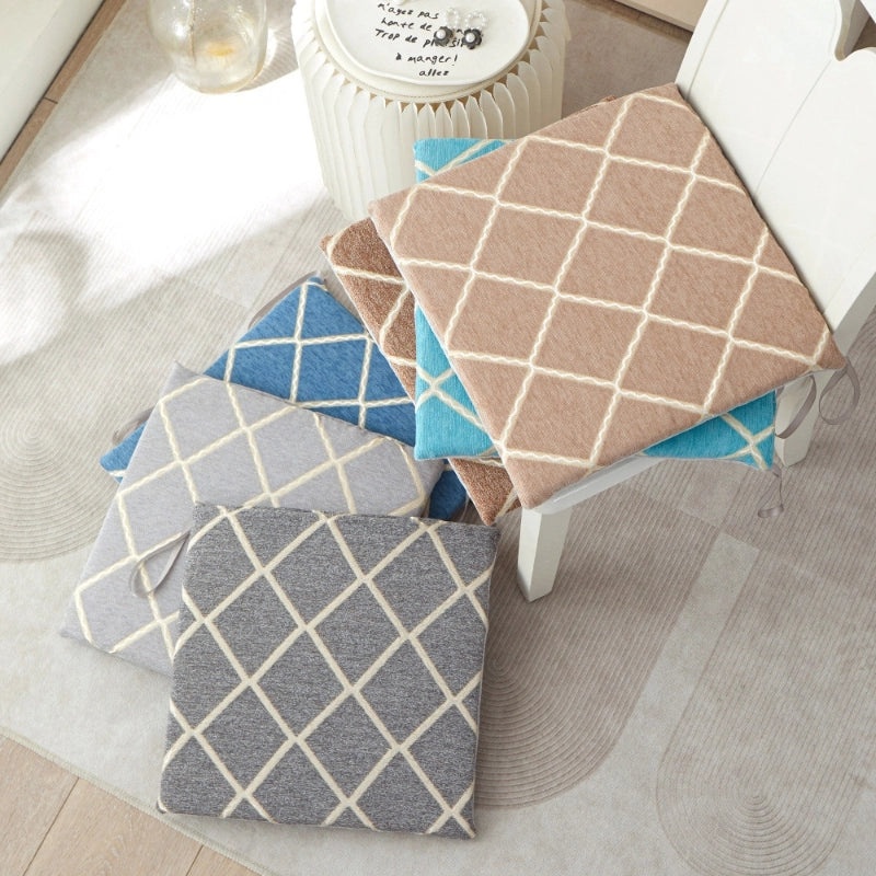 Soft Cotton Chenille Rhombus Seat Cushion Minimalist Design|Home Decor & Seating Accessories