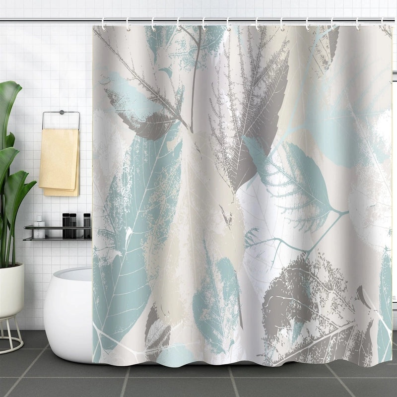 Waterproof Tropical Jungle Leaf Shower Curtain with Hooks 3D Printed Polyester for Bathroom|Shower Curtains & Accessories