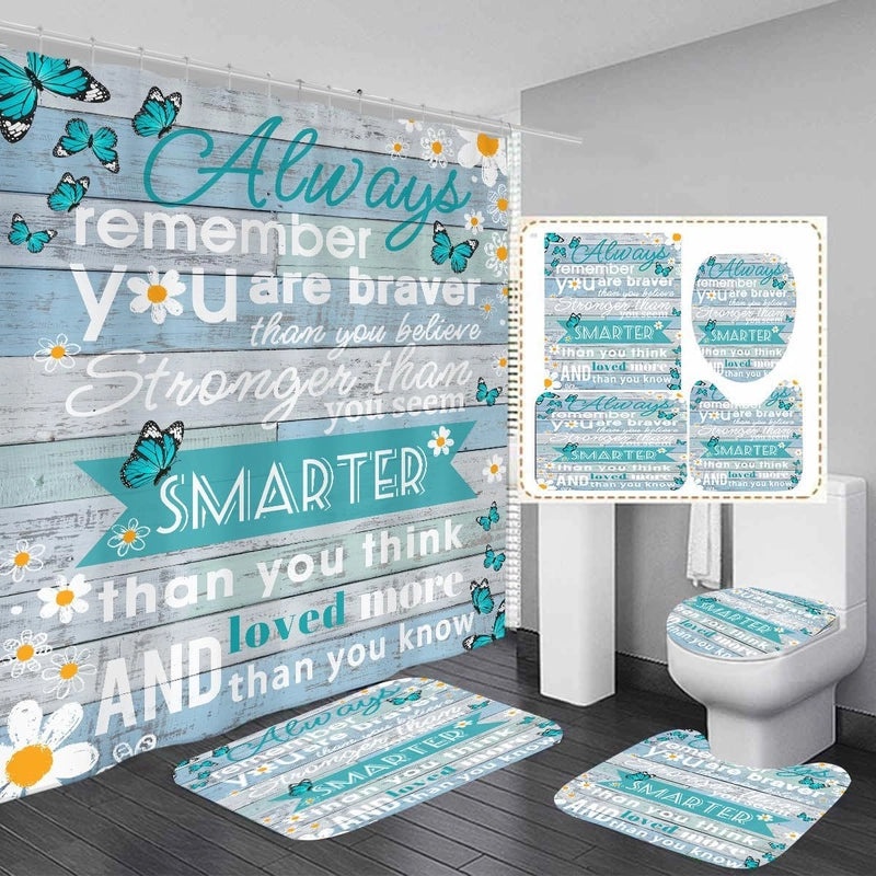 Minimalist Polyester Letter Pattern Shower Curtain for Bathroom Decor|Home & Bath Accessories