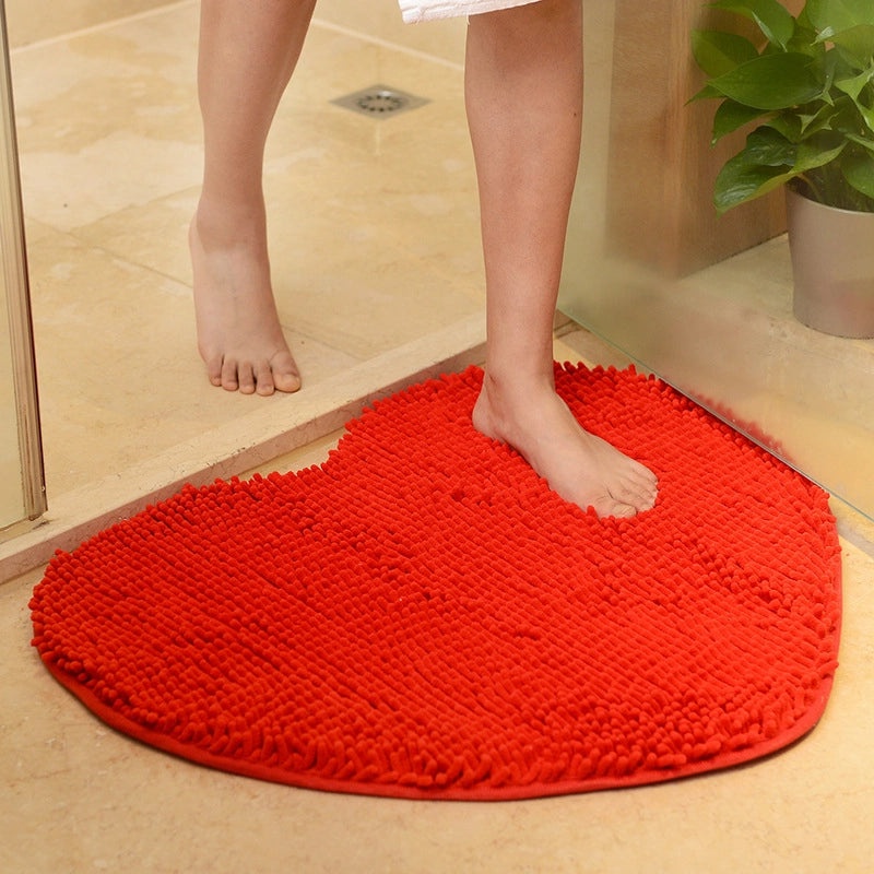 Chenille Heart-shaped Non-slip Absorbent Floor Mat for Wedding Room Bedroom Bathroom|Home Decor & Rugs