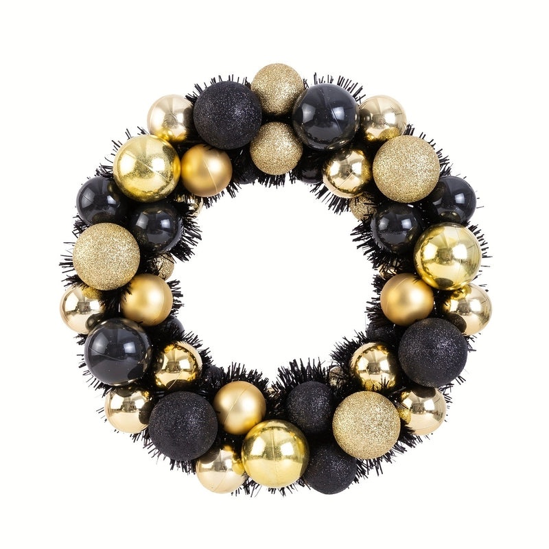 Black Gold Christmas Ball Garland Door Hanging Decorations 66PCS|Holiday Decorations