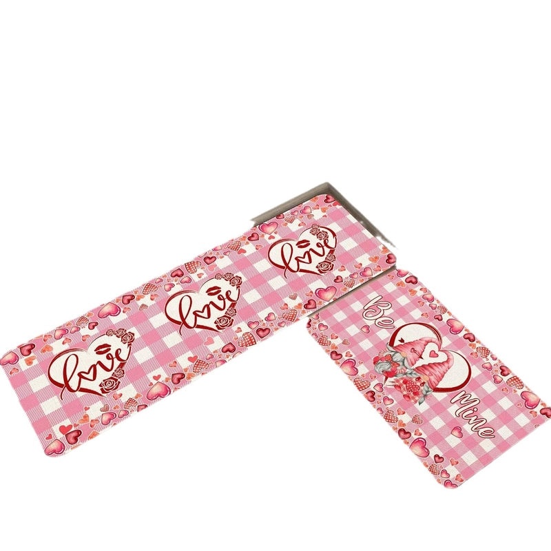 Valentine's Day Casual Elegant Heart-Shaped Striped Polyester Bath Rug|Home Decor Bath Rugs