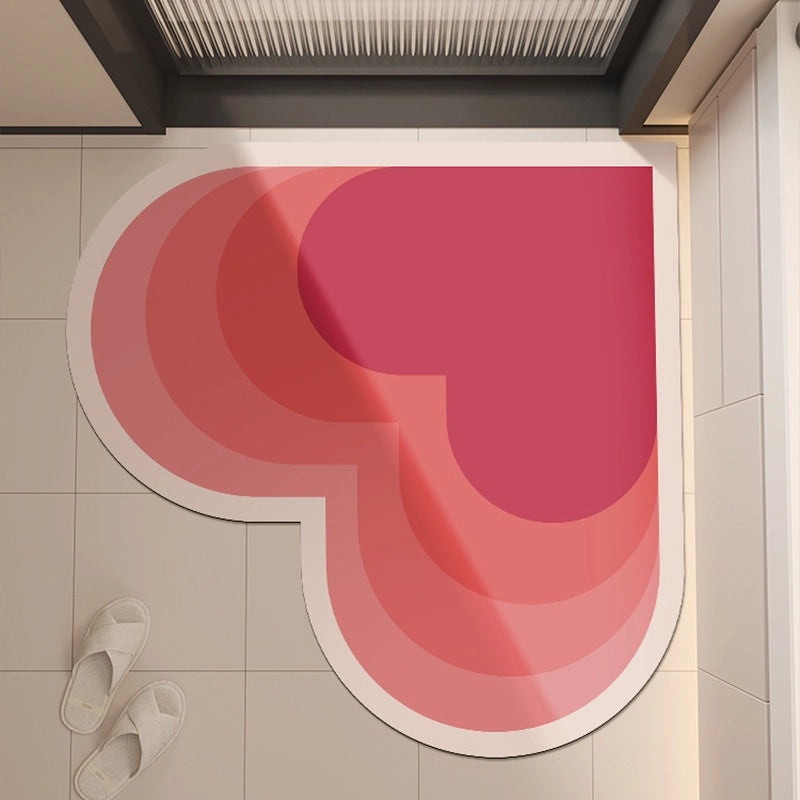 Elegant Heart-Shaped Diatomaceous Earth Bath Floor Mat Non-Slip Quick-Dry Absorbent Mat|Home & Living Bath Accessories