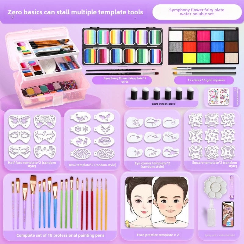 12-Color Face Paint Set for Kids Water-Soluble Safe Halloween Body Makeup|Children's Face Paint & Body Art