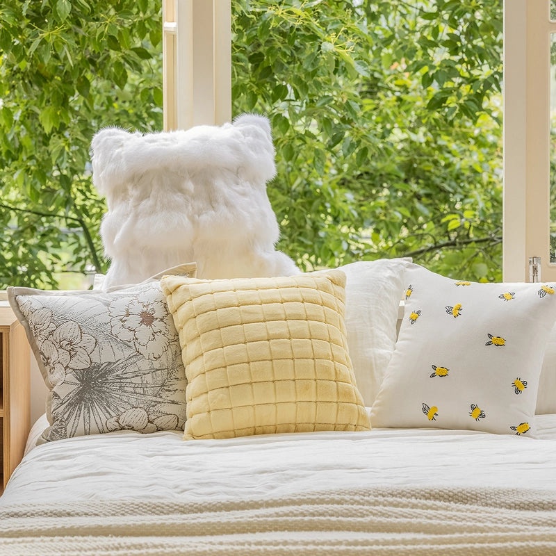 Embroidered Soft Plush Sofa Pillowcase Modern Minimalist Bedside Cushion Lumbar Support|Home Decor Pillows