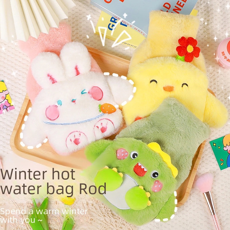 Cute Plush Water Injection Hot Water Bag Embroidered Student Hand Warmer Thickened Warm Doll|Home & Living Accessories