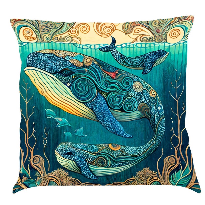 Ocean Series Cotton Linen Car Pillowcase with Creative Print for Car Interior|Home & Living > Home Decor > Pillows & Cushion Covers
