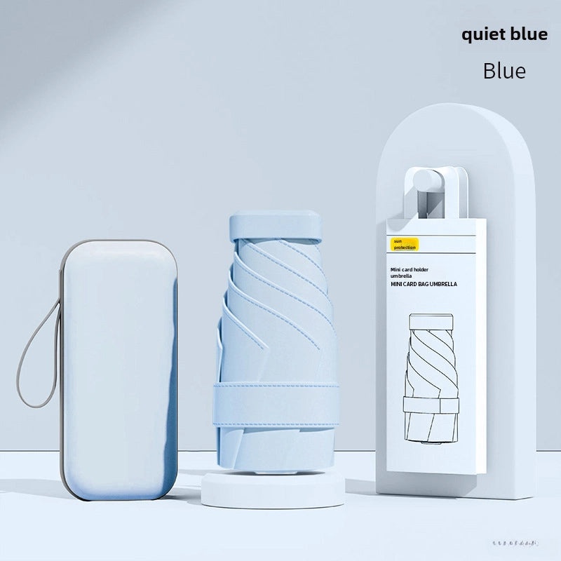 60% Foldable Sun Umbrella Women’s UV Protection Compact Portable Sunscreen Rainproof Dual-Use Mini Card Pocket|Umbrellas & Sun Protection