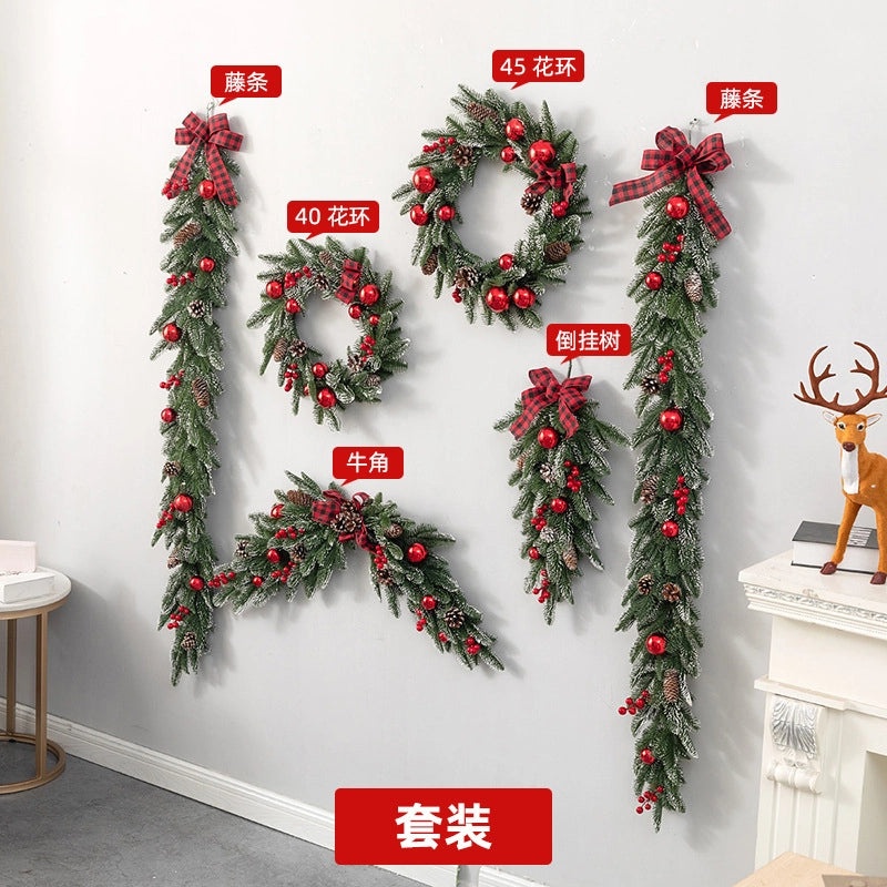 Meiyu Christmas Tree PE Snow Garland Red Hawthorn Fruit Door Window Hanging Decoration|Holiday Home Decor