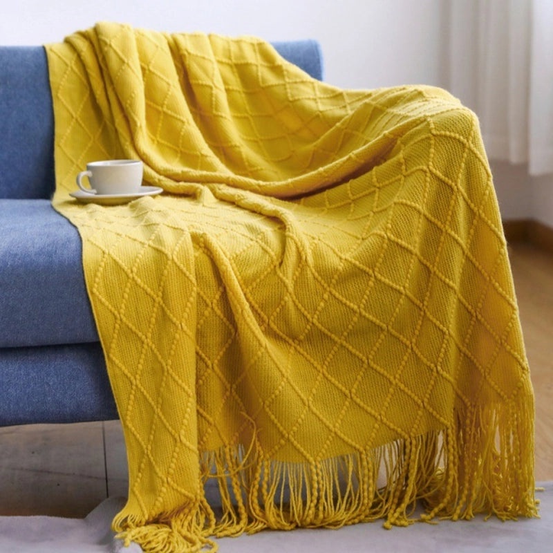 Cozy Solid Color Acrylic Fiber Blanket for Home | Bedding & Blankets