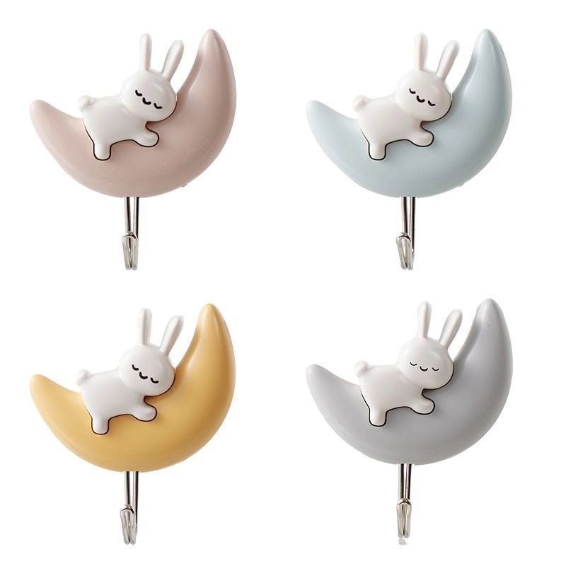 Cute Rabbit Hook Self-adhesive Wall Hanger for Bathroom Dorm Bedroom | Home Organization Accessories