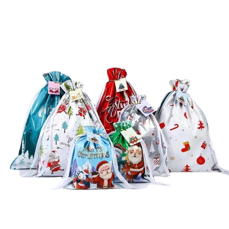 Santa Claus Drawstring Gift Bag for Christmas and Halloween Candy Packaging|Holiday Party Supplies