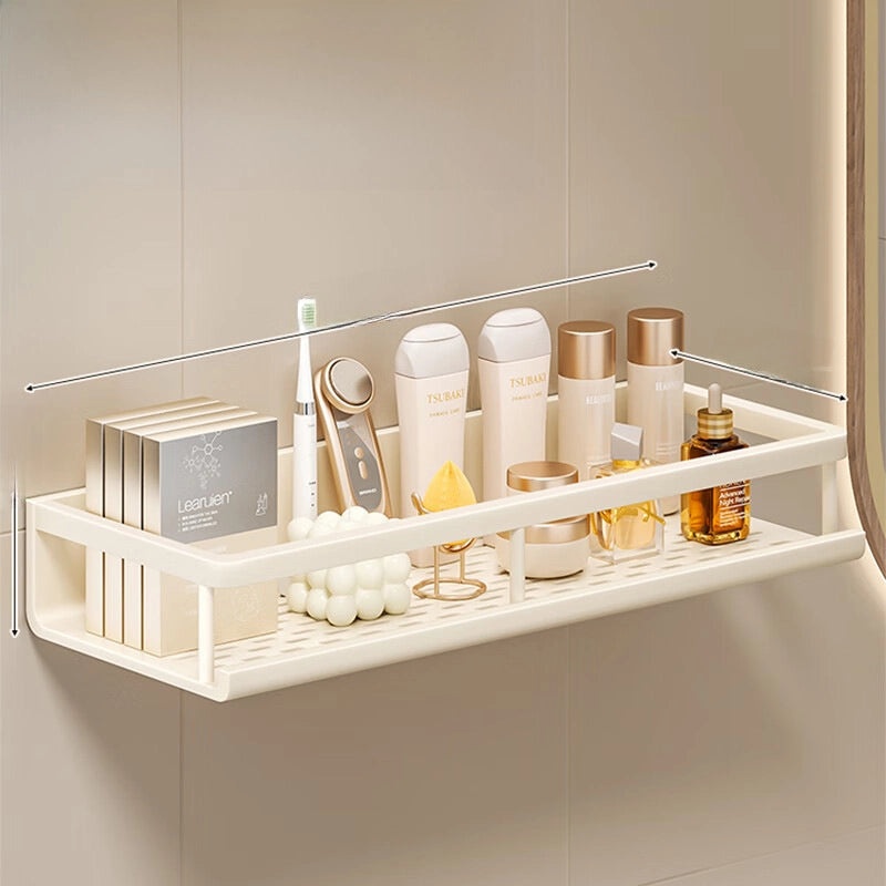 Cream Style Punch-Free Toilet Storage Rack White Wall-Mounted Bathroom Shelf|Bathroom Storage Organizers