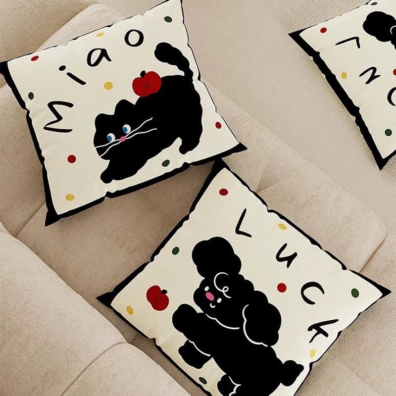 Adorable Cat Print Velvet Cushion Covers for Couch Sofa Decor|Home Decor Pillows