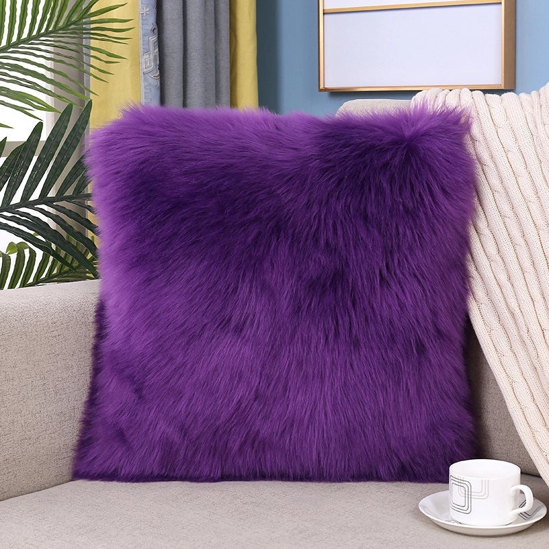 Nordic Plush Pillow Soft Solid Color Faux Wool Cushion Cover for Sofa Bedside Decorative Cushion|Home Decor Cushions