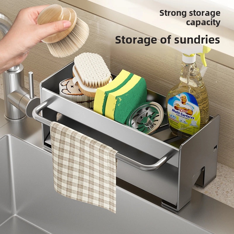 Sink Drain Rack for Floor/Table, Faucet Sponge Holder with Steel Ball Storage | Kitchen Storage Accessories