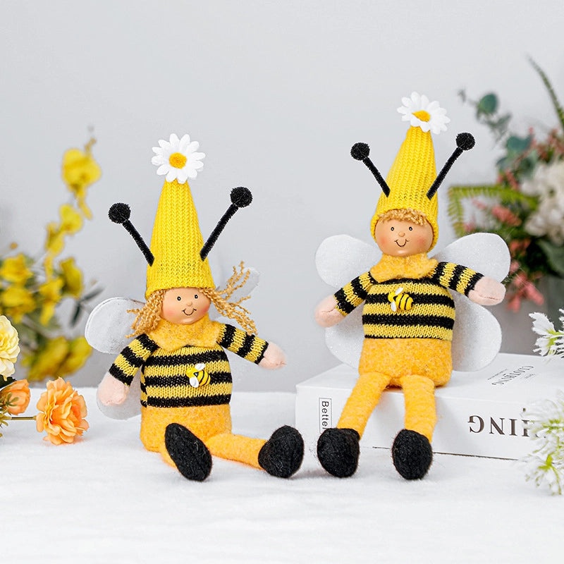 Adorable Bee Festival Wings Long-legged Miniature Doll Ornament|Home Decor & Collectibles