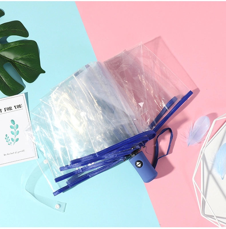 Small Daisy Automatic Folding Umbrella White Transparent Japanese Student Rain Sun Umbrella | Umbrellas & Rain Gear