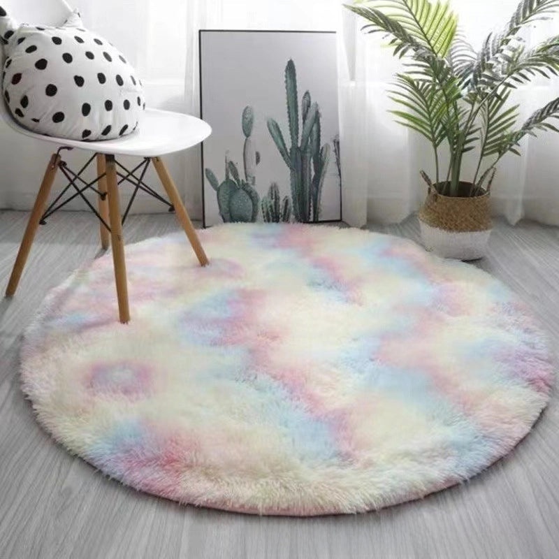 Nordic Style Round Carpet Long Hair Rug for Bedroom Living Room Coffee Table Yoga Fitness Mat with Hanging Basket & Chair Cushion|Home Decor Rugs