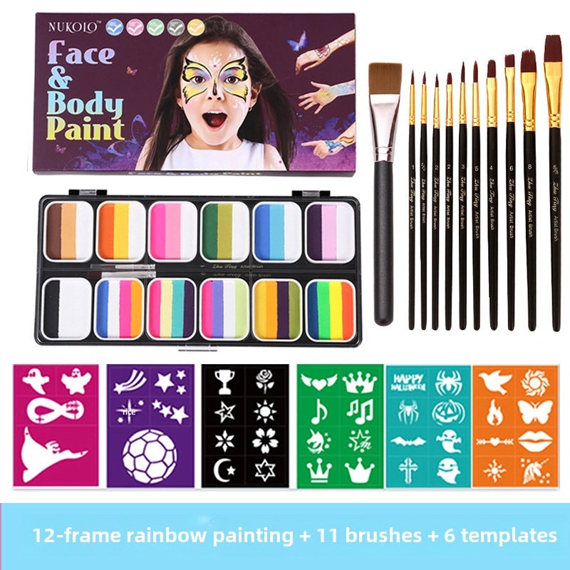 12-Color Face Paint Set for Kids Water-Soluble Safe Halloween Body Makeup|Children's Face Paint & Body Art