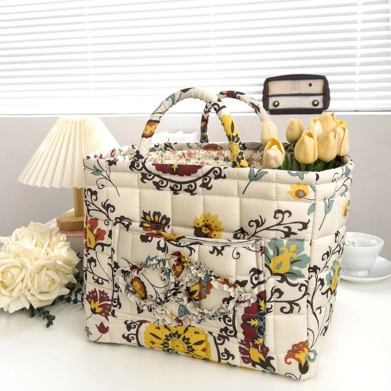 Floral Cotton Storage Basket for Home Organization|Home Storage & Organization