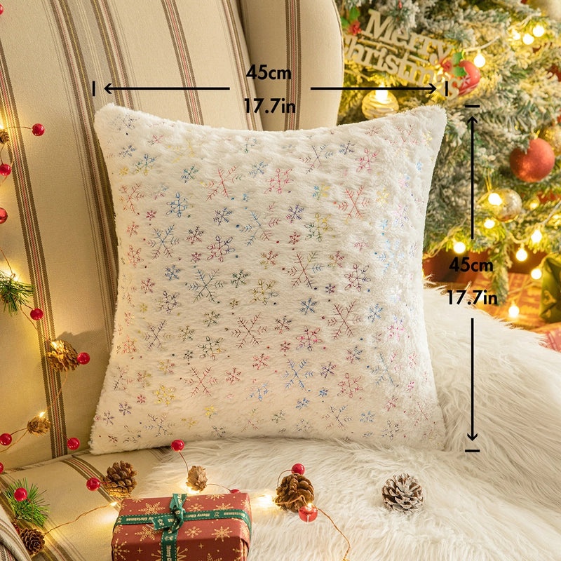 Christmas Snowflake Plush Pillow Covers Minimalist Sofa Couch Decor|Home Decor
