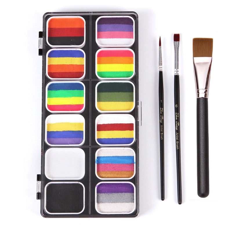 12-Color Face Paint Set for Kids Water-Soluble Safe Halloween Body Makeup|Children's Face Paint & Body Art