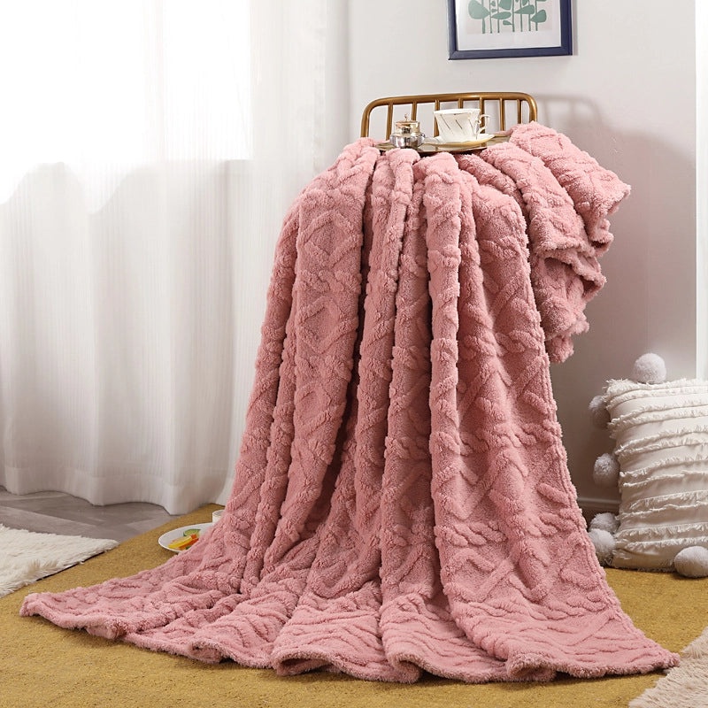 Single Layer Solid Color Fleece Blanket | Home & Office Nap Blanket Air Conditioning Cover | Blankets & Throws