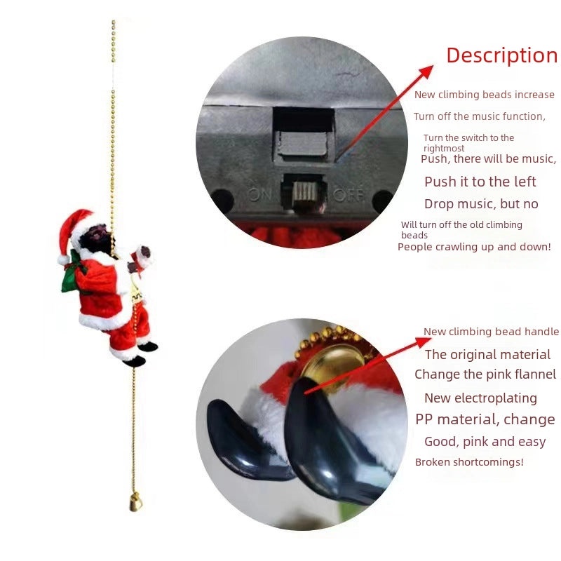 Christmas Fiber Optic Climbing Ladder Red White Double and Single with Santa Deer and Sleigh Decorations|Holiday Decorations
