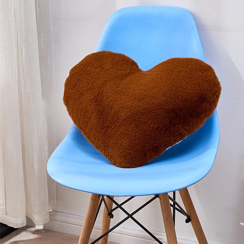 Heart-shaped Plush Rabbit Fur Pillow Soft Sofa Waist Cushion Car Seat Cushion|Home Decor Cushions
