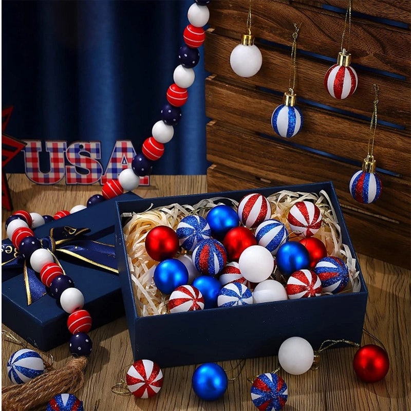 4CM Patriotic American Independence Day Ball Pendants 50 Pieces | Home Decor & Holiday Accessories