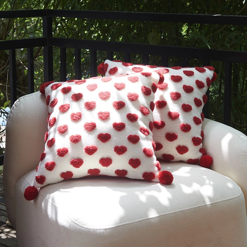 Minimalist Heart Plush Throw Pillow Cover for Couch Sofa Decorative Cushion Case|Home Decor