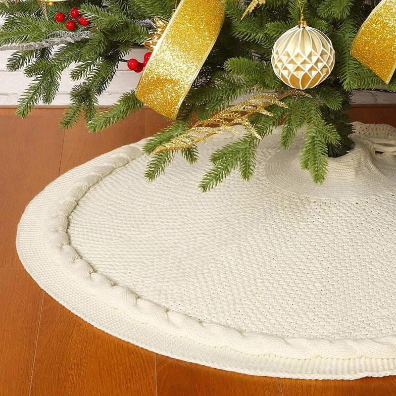 Christmas Minimalist Classic Solid Color Polyester Tree Skirt for Holiday Decor|Home Decor & Holiday Decorations