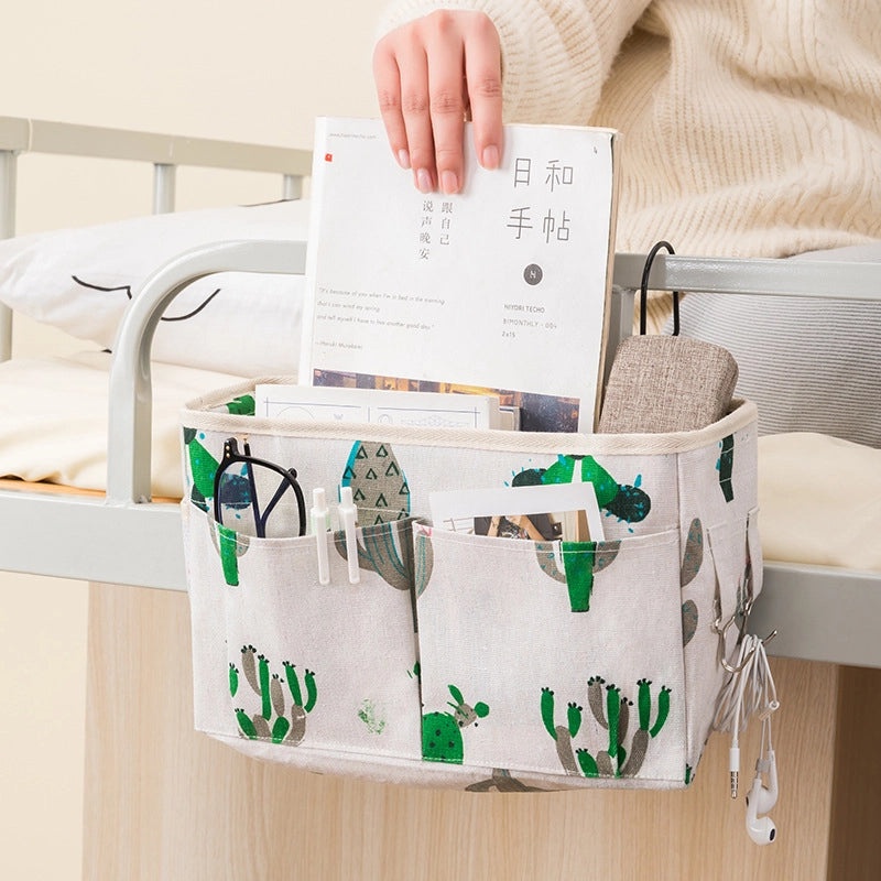 Cotton Linen Bedside Storage Bag for Books and Sundries | Home Organization