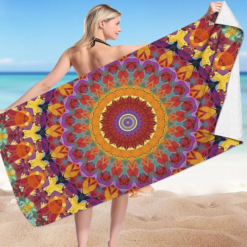 Geometric Patterned Superfine Fiber Beach Towel for Casual Outdoor Use|Beach Towels & Accessories