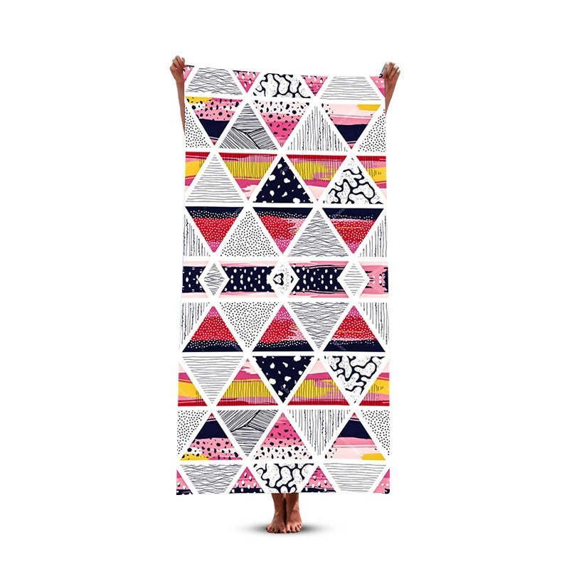 Geometric Pattern Polyester Beach Towel for Casual Vacation Use|Beach Accessories