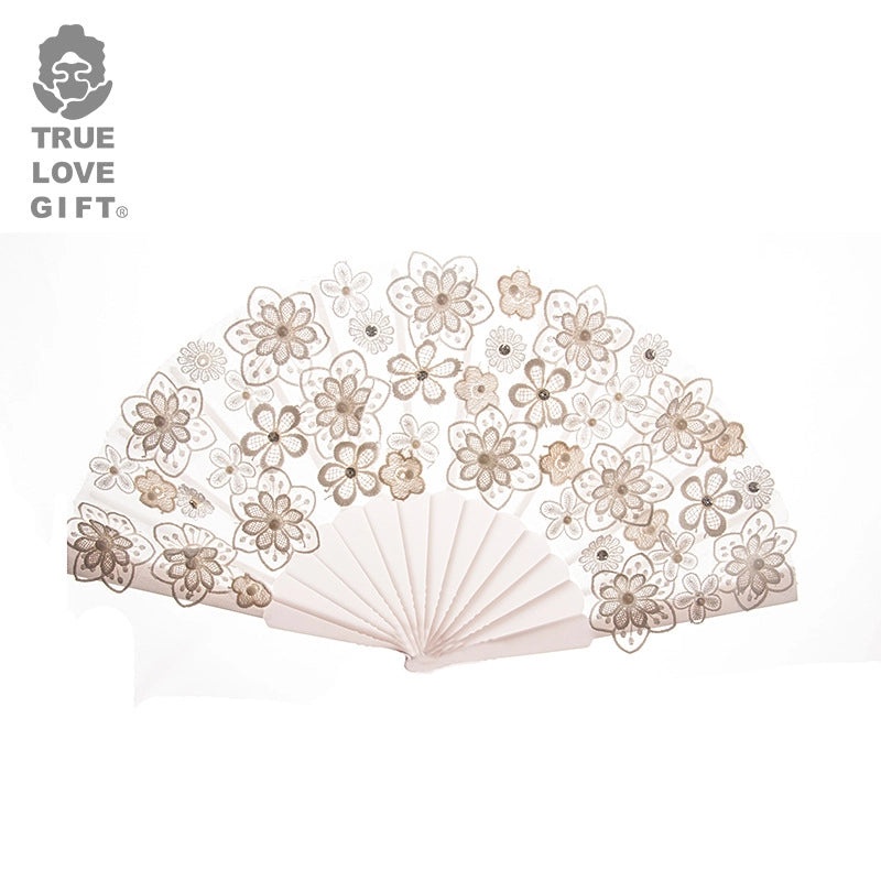Elegant Lady Minimalist Floral Bamboo Lace Fan Ornaments | Fashion Accessories